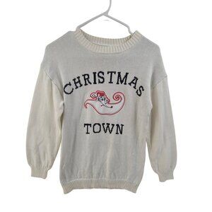 Disney The Nightmare Before Christmas Girl's Sweater Round Neckline White Size L